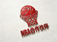 美国国家篮球协会NBA合作伙伴Logo - 篮球与红色篮网标志